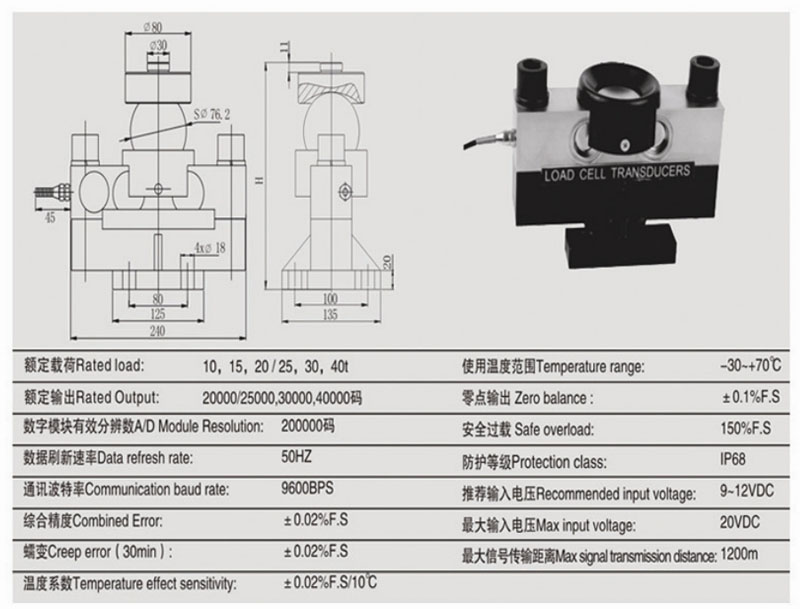 地磅數字式傳感器參數